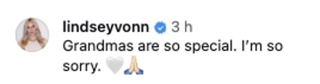 हिवाळी ऑलिंपिक दरम्यान आजीच्या मृत्यूनंतर लिंडसे वॉनने आयलीन गू यांना भावनिक संदेश पाठवला आहे.