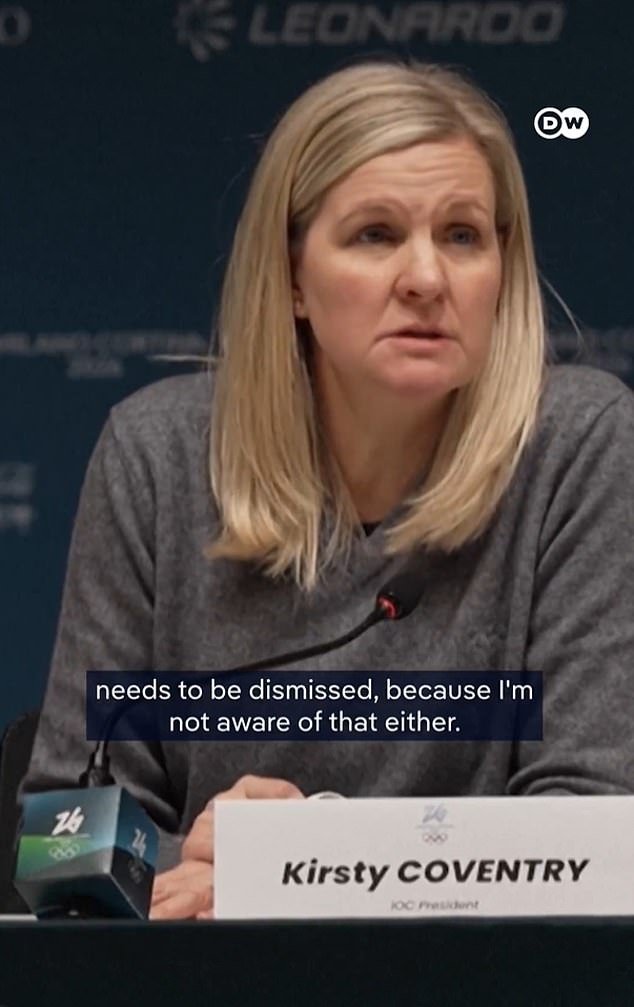 फ्युमिंग ऑलिम्पिक अध्यक्ष कर्स्टी कोव्हेंट्री यांनी पत्रकार परिषदेत तिच्या £420,000-वार्षिक पीआर प्रमुखाला काढून टाकण्याची धमकी दिली कारण जर्मनीच्या नाझी वर्धापनदिनानिमित्त खेळांचे आयोजन करण्याच्या भीतीबद्दलच्या प्रश्नांमुळे तो आंधळा झाला होता.