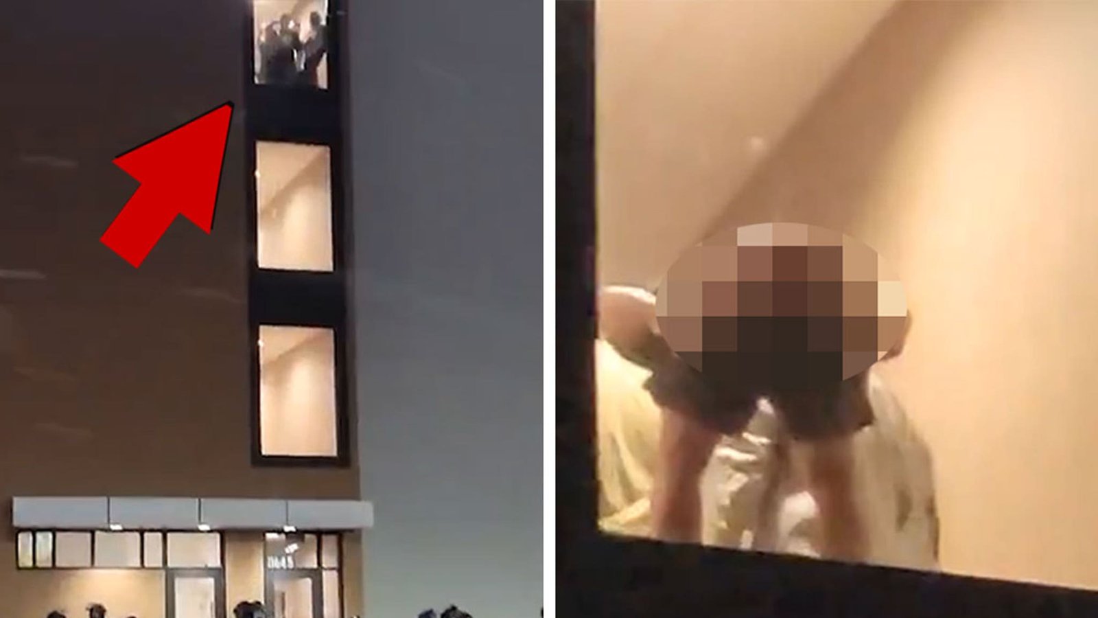 व्हिडिओमध्ये हॉटेलच्या खिडकीतून मॅन मून अँटी-ICE निदर्शक