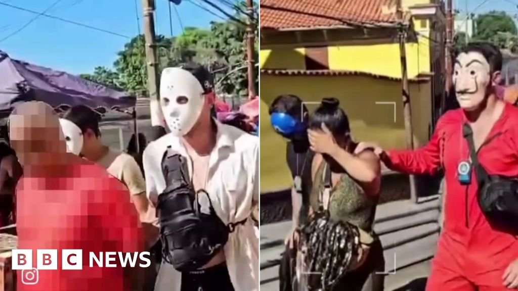 रिओ कार्निव्हलमध्ये फोन चोरीच्या स्टिंगमध्ये फॅन्सी ड्रेसमध्ये पोलिस