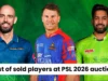 PSL 2026 लिलावात विकल्या गेलेल्या खेळाडूंची संपूर्ण यादी: डॅरिल मिशेल ते हारिस रौफ