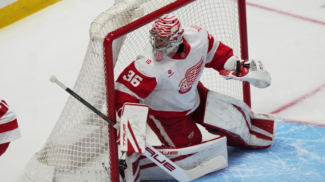 प्रिडेटर्सविरुद्ध रेड विंग्सचा गोलकेंद्री जॉन गिब्सन जखमी झाला होता