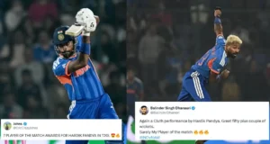 हार्दिक पांड्याच्या अष्टपैलू शौर्याने भारताला T20 विश्वचषक 2026 मध्ये नामिबियावर विजय मिळवून दिल्याने चाहत्यांनी आनंद व्यक्त केला.