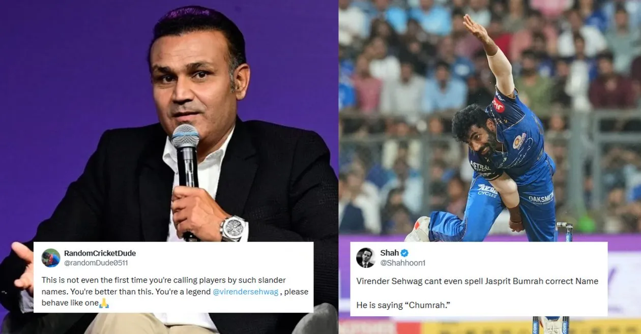 IPL 2026: थेट प्रसारणादरम्यान वीरेंद्र सेहवागने जसप्रीत बुमराहला ‘चुमराह’ म्हटल्यानंतर चाहते संतापले