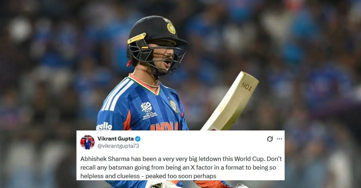 T20 विश्वचषक 2026: अभिषेक शर्मा IND विरुद्ध ENG उपांत्य फेरीदरम्यान बॅटसह त्याच्या फ्लॉप शोबद्दल चाहत्यांनी निर्दयपणे ट्रोल केला.
