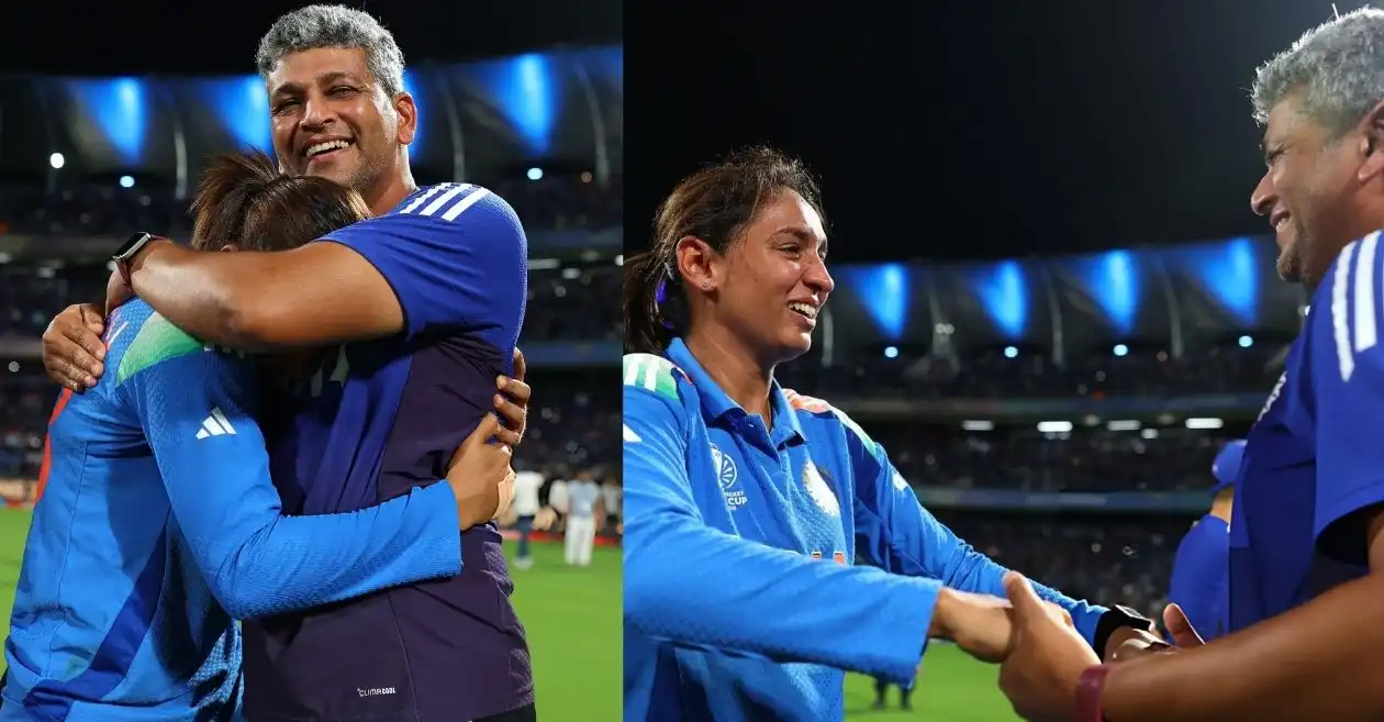 हरमनप्रीत कौरचा मनापासून हावभाव: महिला विश्वचषक जिंकल्यानंतर भारतीय कर्णधाराने प्रशिक्षक अमल मुजुमदार यांच्या पायाला स्पर्श केला