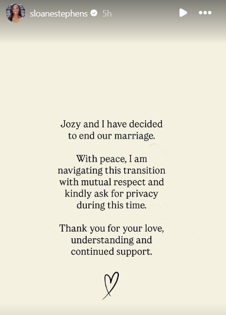 स्लोएन स्टीफन्सने पती जोझी अल्टिडोर – टेनिस नाऊपासून वेगळे होण्याची घोषणा केली