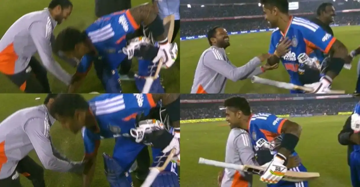 पहा: थ्रोडाऊन स्पेशालिस्ट रघूच्या पायाला स्पर्श करण्यासाठी सूर्यकुमार यादवचा हृदयस्पर्शी हावभाव व्हायरल