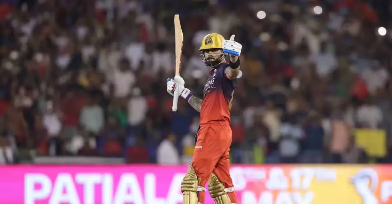 IPL 2026: कोलकाता नाईट रायडर्सविरुद्ध शतकानंतर नि:शब्द शतक साजरे करताना विराट कोहली उघडला