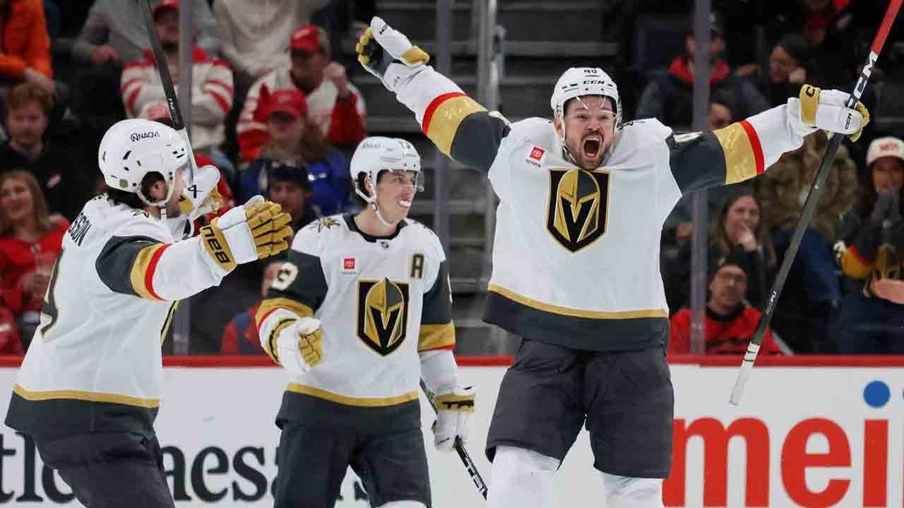 NHL अहवाल: रेड विंग्सचा पराभव करण्यासाठी गोल्डन नाईट्स रॅली म्हणून ओव्हरटाइममध्ये हरटलने स्कोअर केला