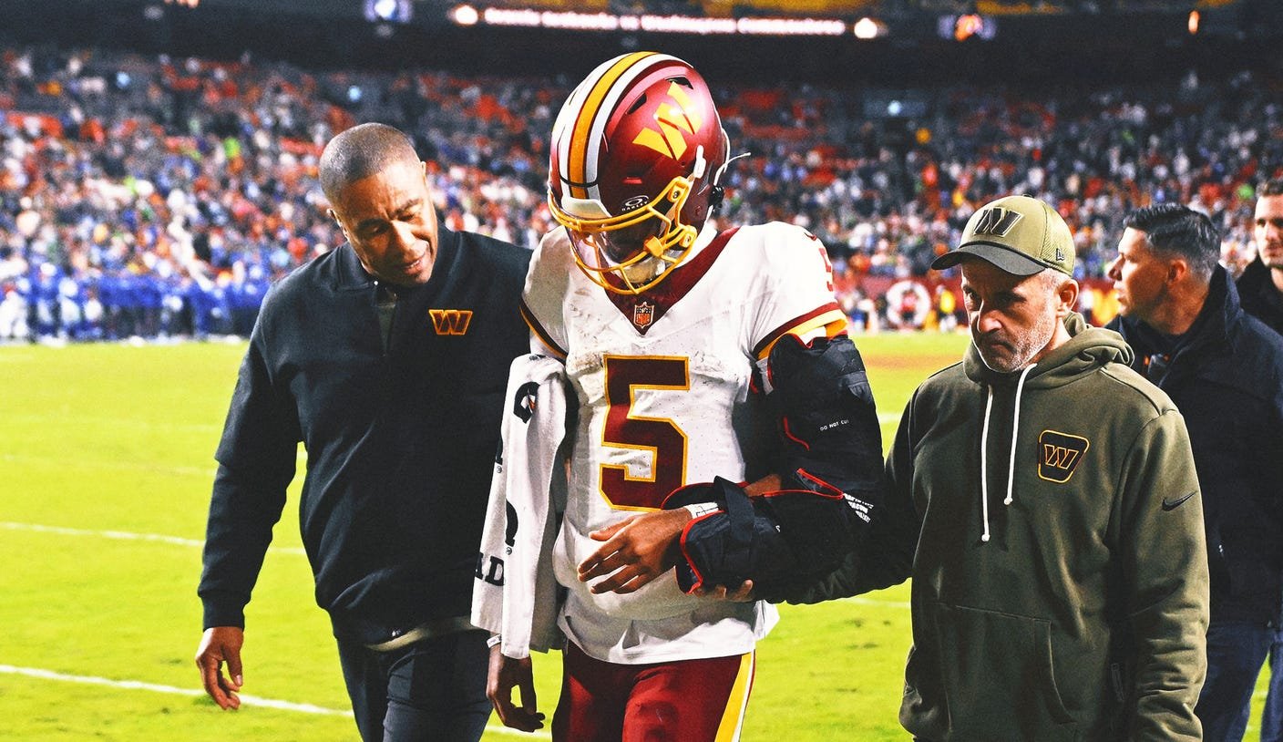 कमांडर क्यूबी जेडेन डॅनियल्सने सीहॉक्स विरुद्ध हाताच्या दुखापतीने एअर कास्ट सोडले